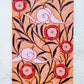 Oriental Elegance Softcover A5 Notebook Front Cover Featuring Intertwining Branches with Scrolling Leaves with Abstract Oriental Poppies and Abstract Clouds on a Sand-Colored Background.